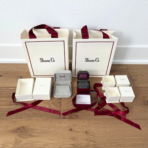 Shane Co Empty Jewelry Gift Box Paper Bags Ribbon Earring Bracelet Ring Cases - Picture 3 of 11